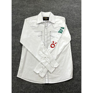El Señor de los Cielos Mens Shirt Size M Western Cowboy Embroidered Mexico White